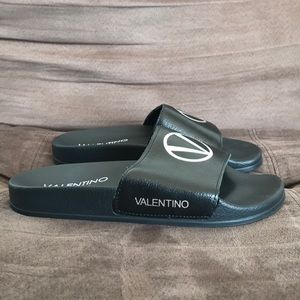 NEW! Valentino - Miranda Logo Leather Slides